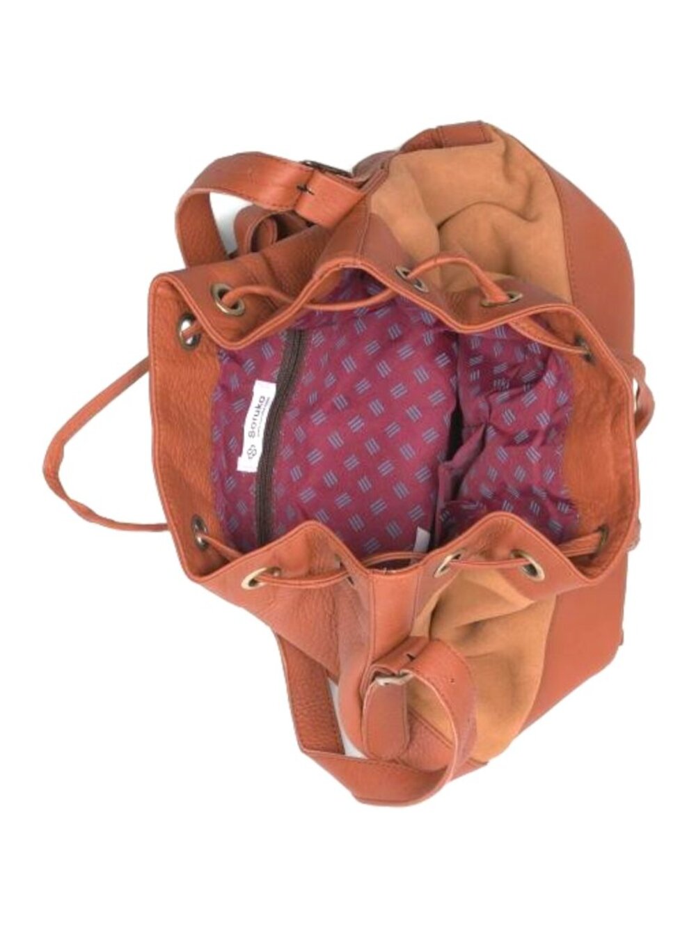 SORUKA Leather Crossbody Bucket Bag With Suede Panel - Picture 2 of 4